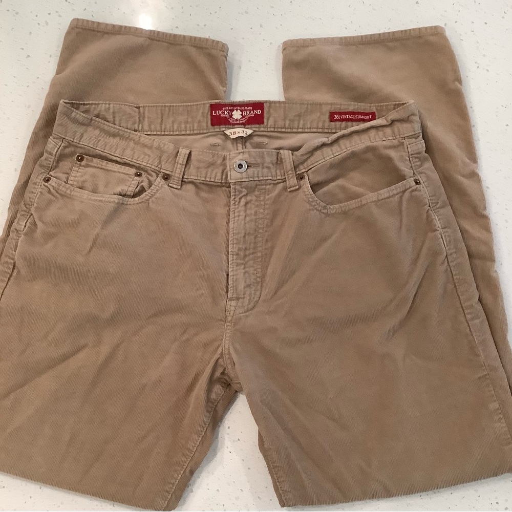 LUCKY BRAND Men’s 361 Vintage Straight Light Brown Corduroy Jeans Size 38 X 32